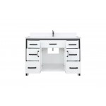 Ziva 48" White Single Vanity, Cultured Marble Top, White Square Sink and 34" Mirror w/ Faucet