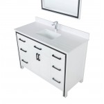 Ziva 48" White Single Vanity, Cultured Marble Top, White Square Sink and 34" Mirror w/ Faucet