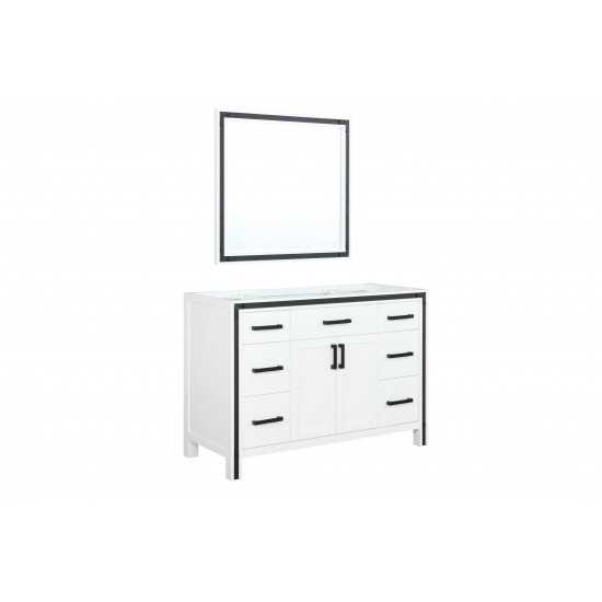 Ziva 48" White Single Vanity, no Top and 34" Mirror