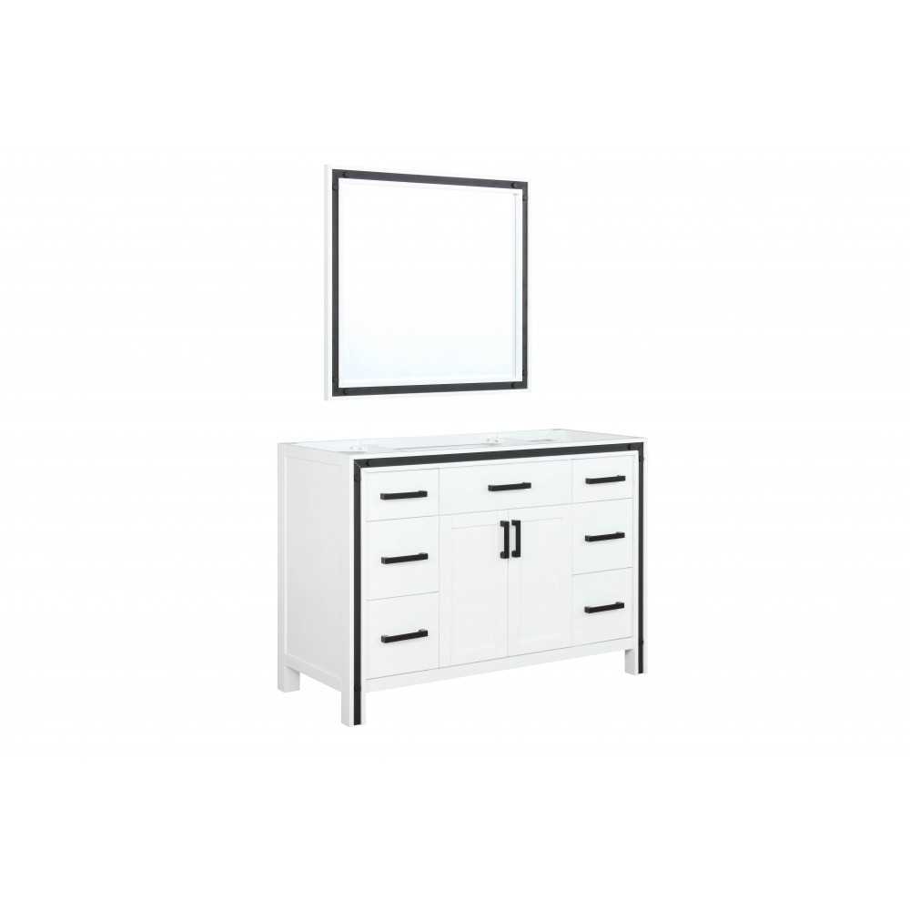 Ziva 48" White Single Vanity, no Top and 34" Mirror Ziva 48" White Single Vanity, no Top and 34" Mirror