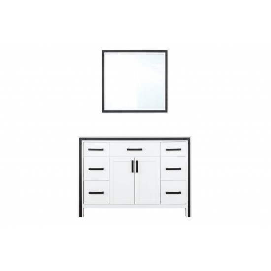 Ziva 48" White Single Vanity, no Top and 34" Mirror