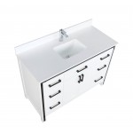 Ziva 48" White Single Vanity, Cultured Marble Top, White Square Sink and no Mirror