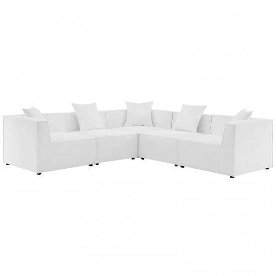 Saybrook Outdoor Patio Upholstered 5-Piece Sectional Sofa