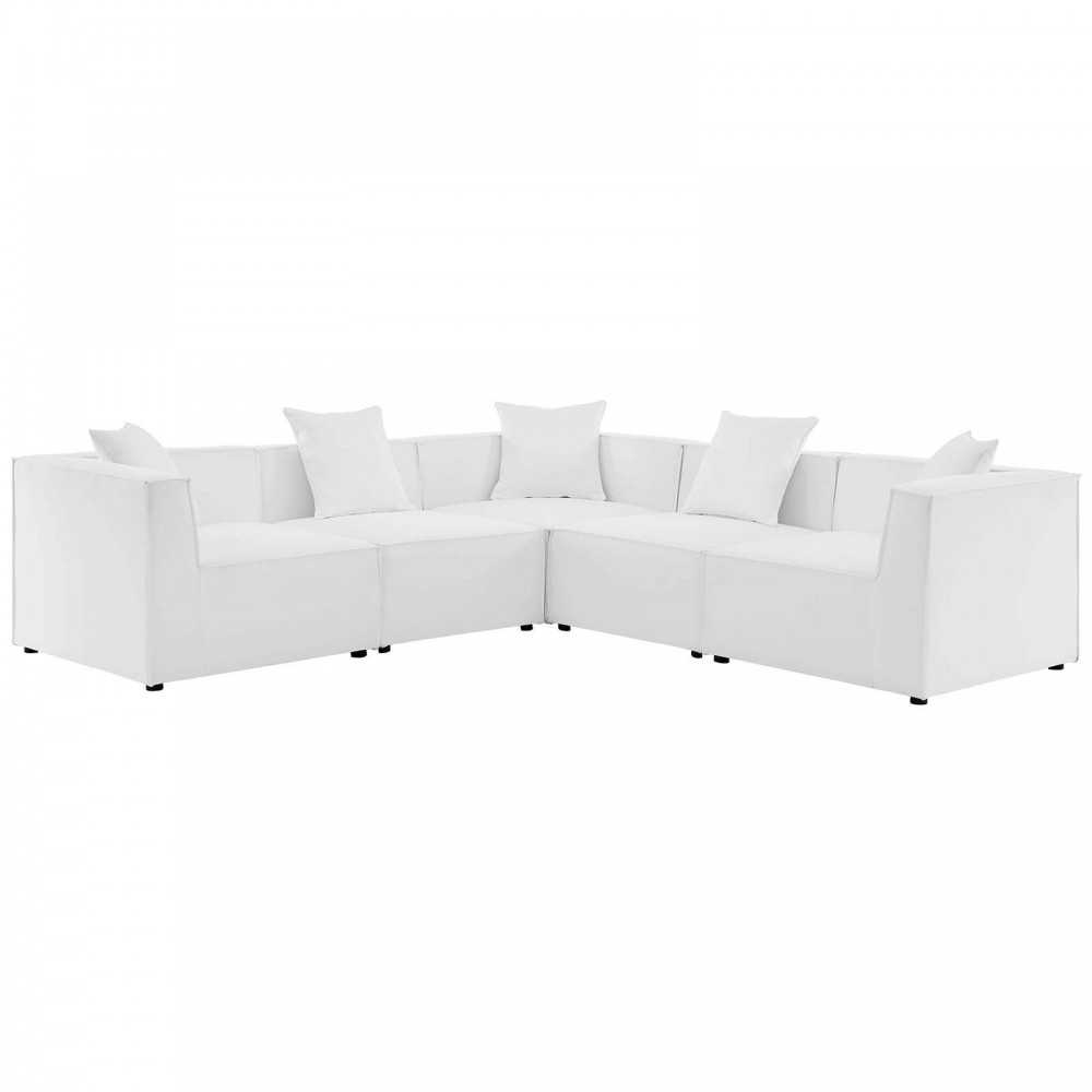 Saybrook Outdoor Patio Upholstered 5-Piece Sectional Sofa