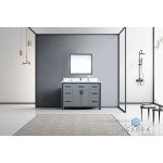 Ziva 48" Dark Grey Single Vanity, Cultured Marble Top, White Square Sink and 34" Mirror