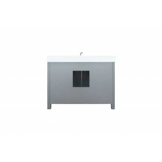 Ziva 48" Dark Grey Single Vanity, Cultured Marble Top, White Square Sink and no Mirror