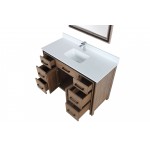 Ziva 48" Rustic Barnwood Single Vanity, Cultured Marble Top, White Square Sink and 34" Mirror w/ Faucet