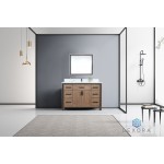 Ziva 48" Rustic Barnwood Single Vanity, Cultured Marble Top, White Square Sink and 34" Mirror w/ Faucet