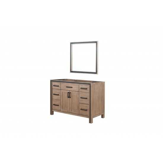 Ziva 48" Rustic Barnwood Single Vanity, no Top and 34" Mirror