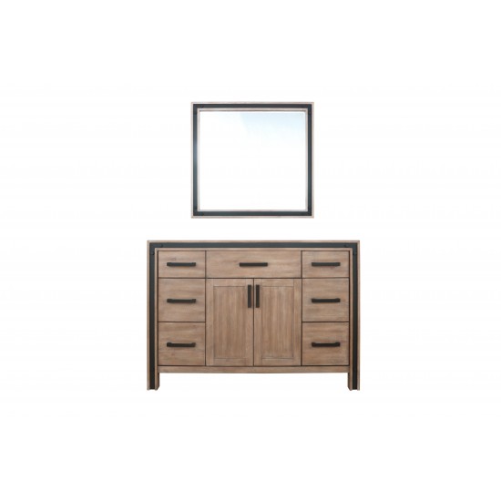 Ziva 48" Rustic Barnwood Single Vanity, no Top and 34" Mirror