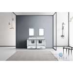 Ziva 60" White Double Vanity, Cultured Marble Top, White Square Sink and 22" Mirrors