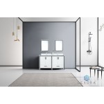 Ziva 60" White Double Vanity, Cultured Marble Top, White Square Sink and 22" Mirrors