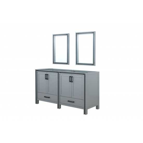 Ziva 60" Dark Grey Double Vanity, no Top and 22" Mirrors