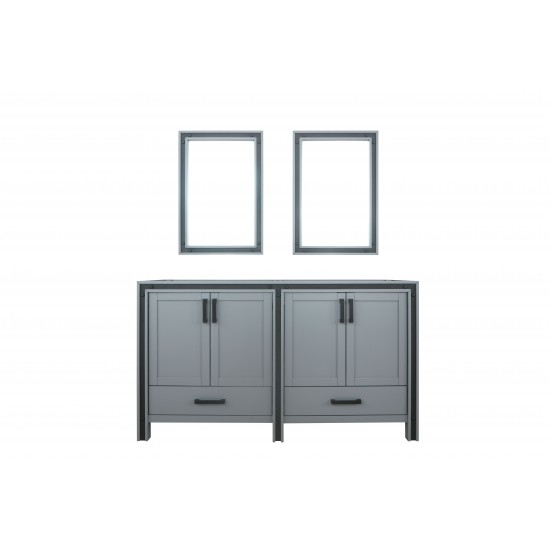 Ziva 60" Dark Grey Double Vanity, no Top and 22" Mirrors