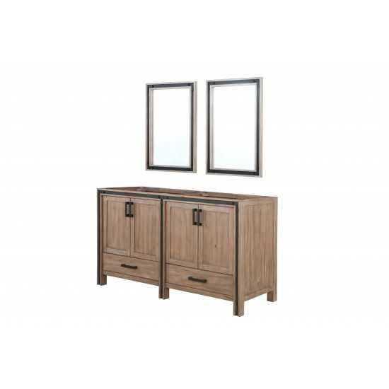 Ziva 60" Rustic Barnwood Double Vanity, no Top and 22" Mirrors