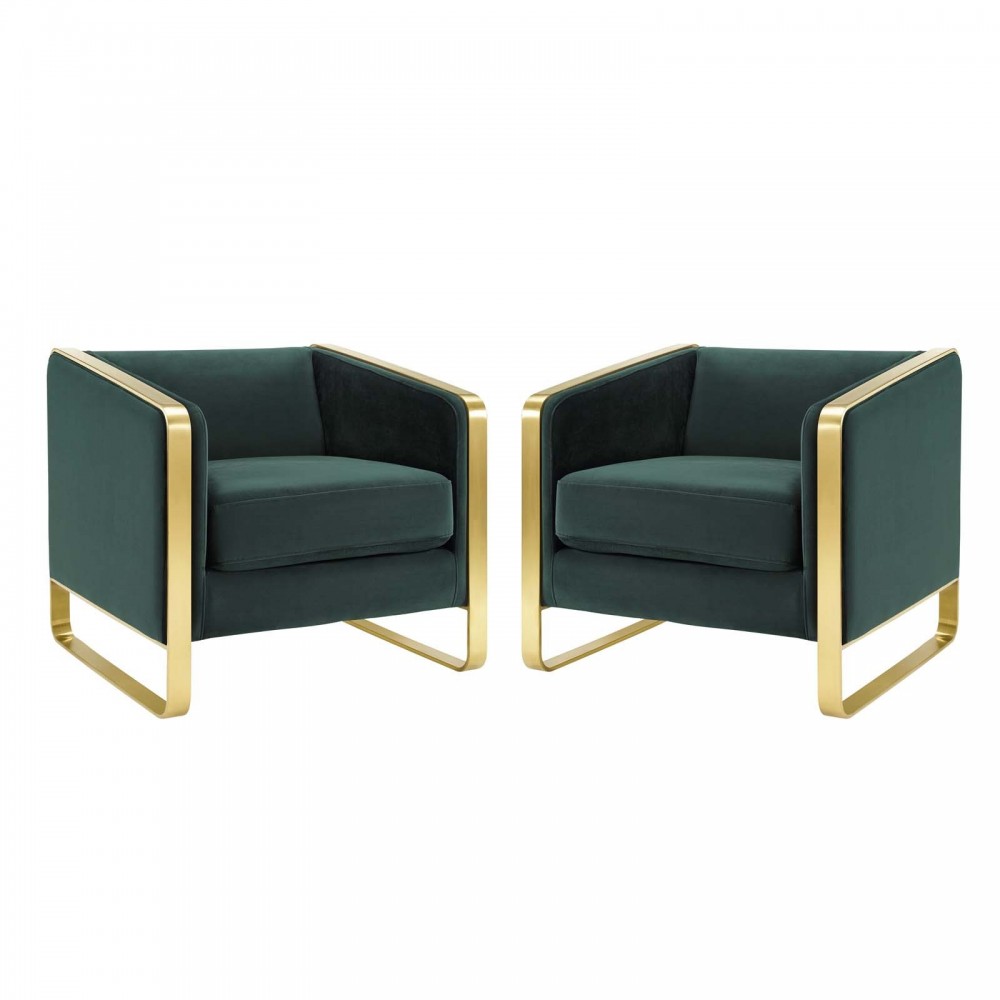 Visualize Armchair Performance Velvet Set of 2