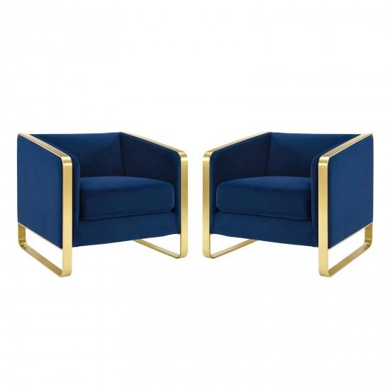 Visualize Armchair Performance Velvet Set of 2