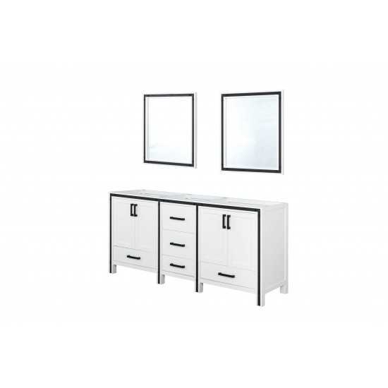 Ziva 72" White Double Vanity, no Top and 30" Mirrors