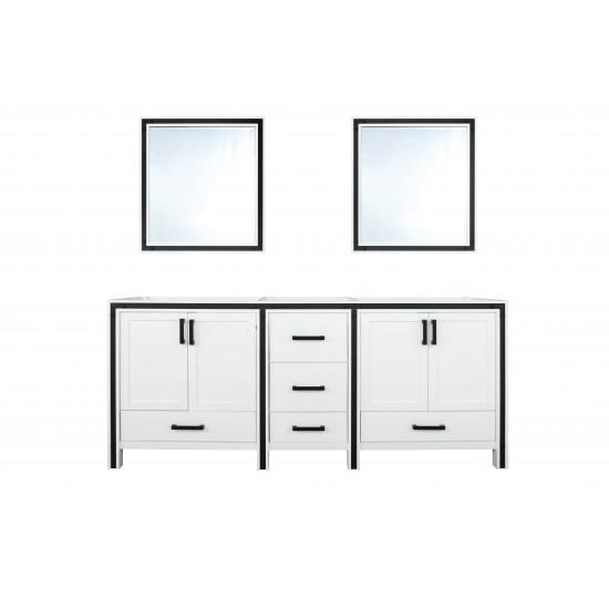 Ziva 72" White Double Vanity, no Top and 30" Mirrors