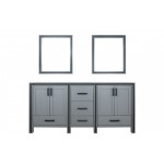 Ziva 72" Dark Grey Double Vanity, no Top and 30" Mirrors