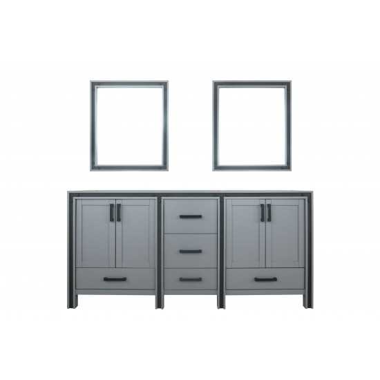 Ziva 72" Dark Grey Double Vanity, no Top and 30" Mirrors