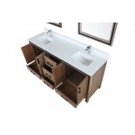 Ziva 72" Rustic Barnwood Double Vanity, Cultured Marble Top, White Square Sink and 30" Mirrors w/ Faucet