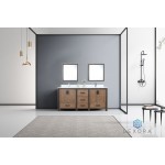 Ziva 72" Rustic Barnwood Double Vanity, Cultured Marble Top, White Square Sink and 30" Mirrors w/ Faucet