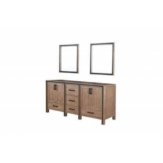 Ziva 72" Rustic Barnwood Double Vanity, no Top and 30" Mirrors