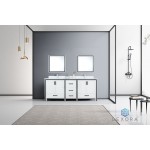 Ziva 80" White Double Vanity, Cultured Marble Top, White Square Sink and 30" Mirrors w/ Faucet