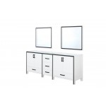 Ziva 80" White Double Vanity, no Top and 30" Mirrors