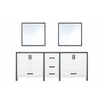 Ziva 80" White Double Vanity, no Top and 30" Mirrors