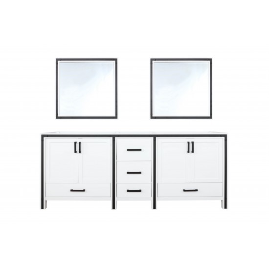 Ziva 80" White Double Vanity, no Top and 30" Mirrors