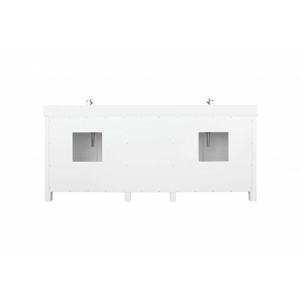 Ziva 80" White Double Vanity, Cultured Marble Top, White Square Sink and no Mirror