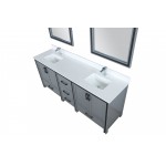 Ziva 80" Dark Grey Double Vanity, Cultured Marble Top, White Square Sink and 30" Mirrors w/ Faucet