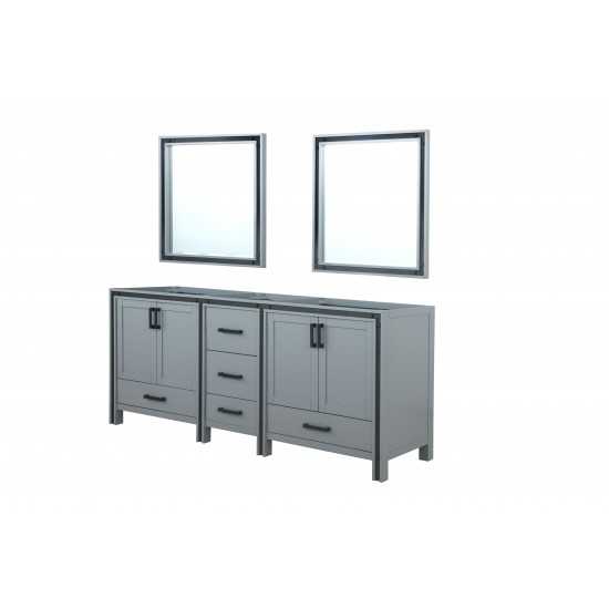 Ziva 80" Dark Grey Double Vanity, no Top and 30" Mirrors