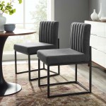 Carriage Dining Chair Upholstered Fabric Set of 2