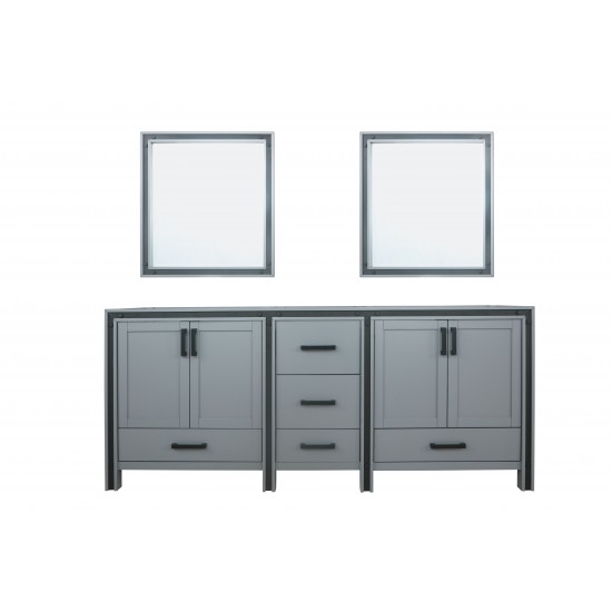 Ziva 80" Dark Grey Double Vanity, no Top and 30" Mirrors