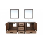 Ziva 80" Rustic Barnwood Double Vanity, Cultured Marble Top, White Square Sink and 30" Mirrors w/ Faucet