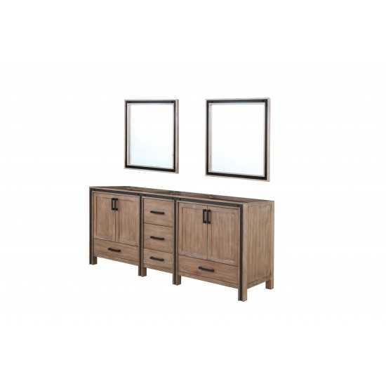 Ziva 80" Rustic Barnwood Double Vanity, no Top and 30" Mirrors