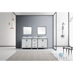 Ziva 84" White Double Vanity, Cultured Marble Top, White Square Sink and 34" Mirrors w/ Faucet