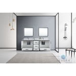 Ziva 84" White Double Vanity, Cultured Marble Top, White Square Sink and 34" Mirrors w/ Faucet