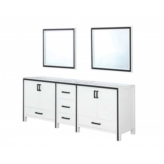 Ziva 84" White Double Vanity, no Top and 34" Mirrors