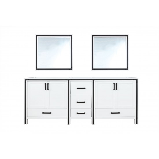 Ziva 84" White Double Vanity, no Top and 34" Mirrors