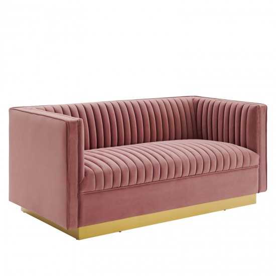 Sanguine Vertical Channel Tufted Performance Velvet Loveseat