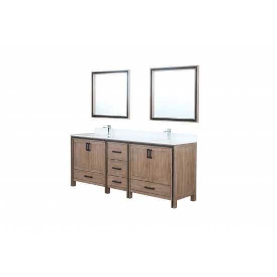 Ziva 84" Dark Grey Double Vanity, Cultured Marble Top, White Square Sink and 34" Mirrors