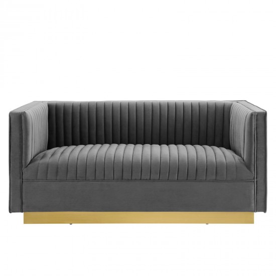 Sanguine Vertical Channel Tufted Performance Velvet Loveseat