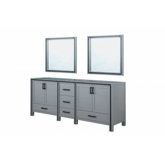 Ziva 84" Dark Grey Double Vanity, no Top and 34" Mirrors