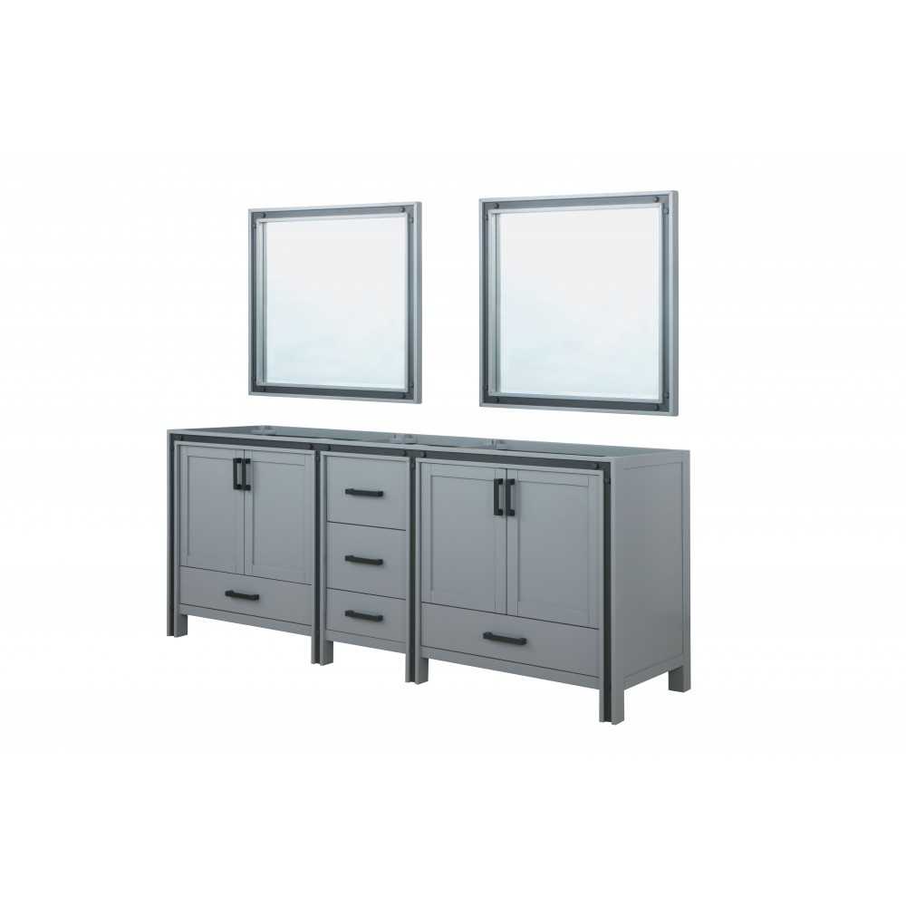 Ziva 84" Dark Grey Double Vanity, no Top and 34" Mirrors Ziva 84" Dark Grey Double Vanity, no Top and 34" Mirrors