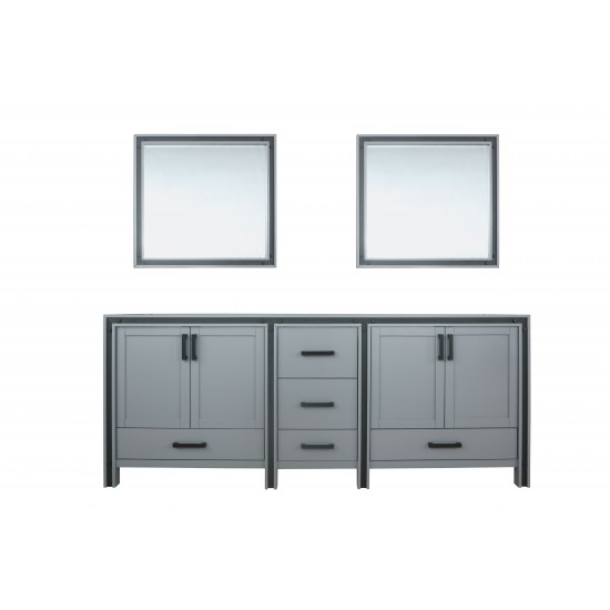 Ziva 84" Dark Grey Double Vanity, no Top and 34" Mirrors