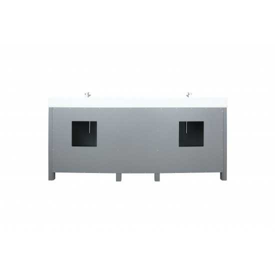 Ziva 84" Dark Grey Double Vanity, Cultured Marble Top, White Square Sink and no Mirror